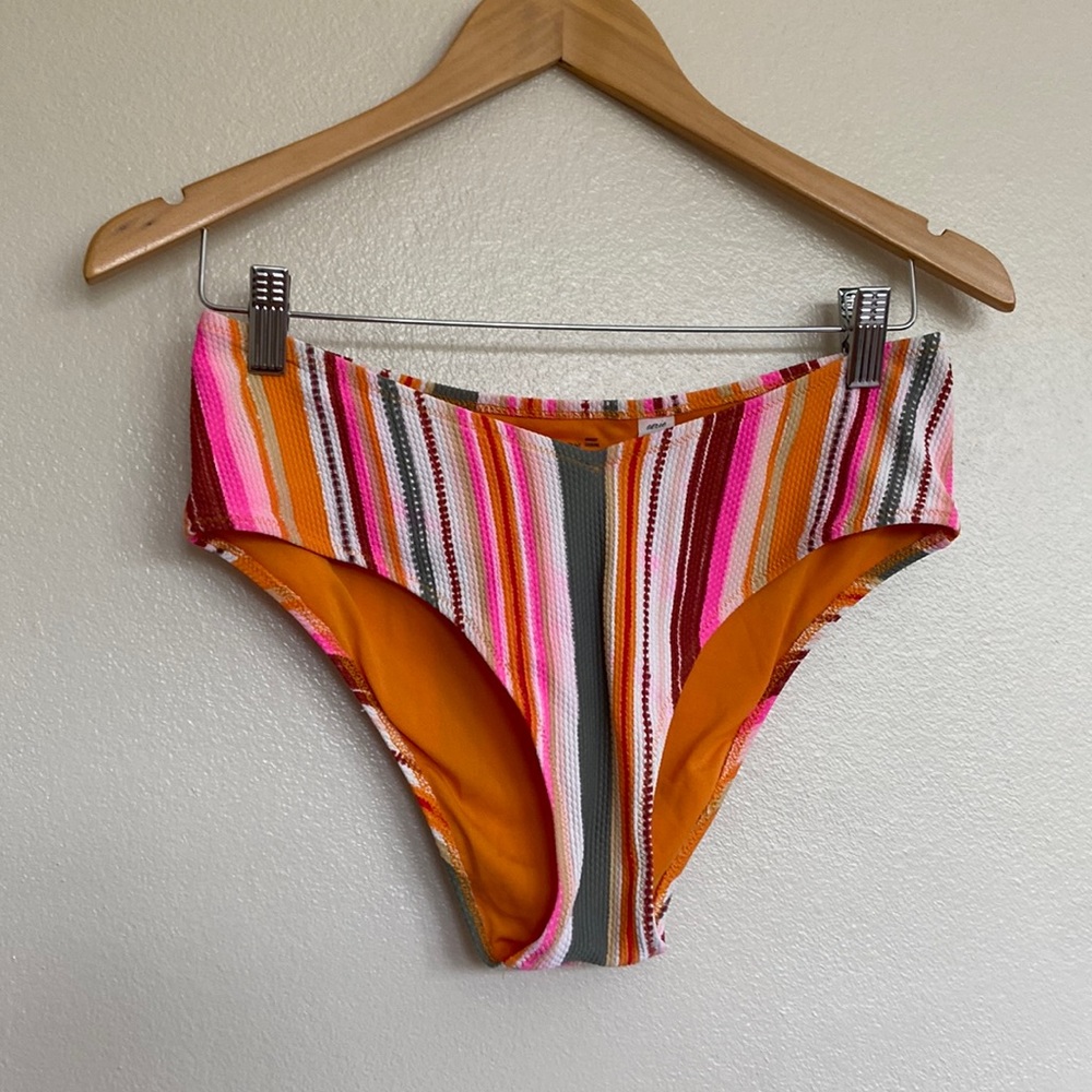 Aerie Cheeky Bikini Bottom M Orage Pink Green